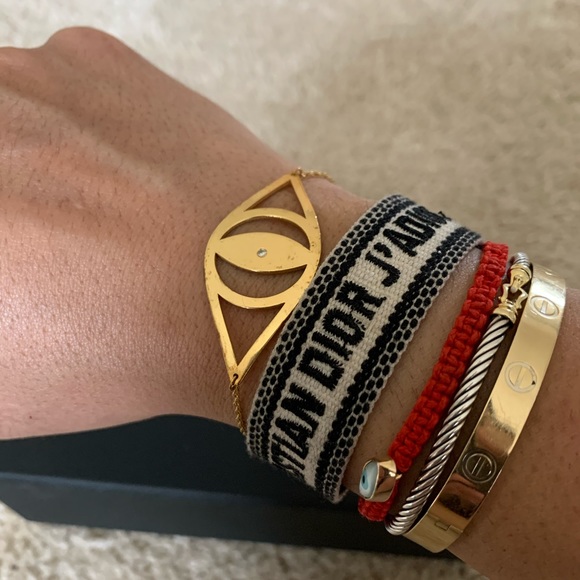 14k gold filled evil eye chain bracelet - Picture 2 of 2